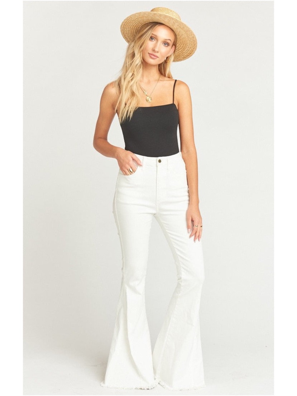 Show Me Your MuMu Berkeley Jeans Bell Bottoms Flare White Denim Size 31